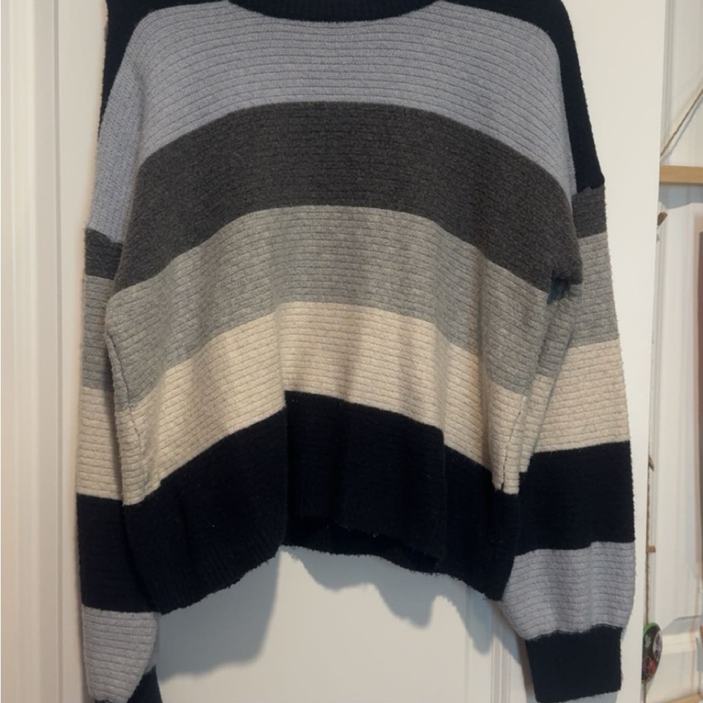 Pink Republic Women's Striped Sweater - Black, Gray, Cream